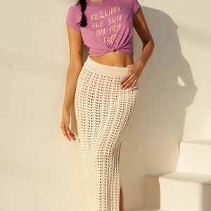 Teal Green Celandine (Anthropologie) Brand Crochet Maxi Skirt